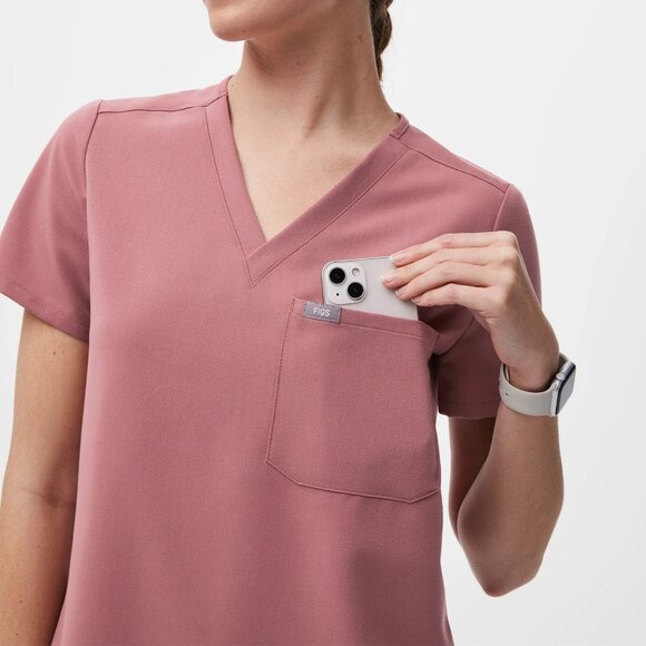 Figs Women's Catarina One Pocket Scrub Top in Mauve, Size Large - Picture 3 of 8